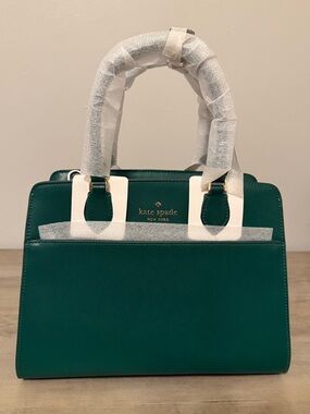 Kate Spade Emerald Green Top-Handle Satchel with Gold Hardware